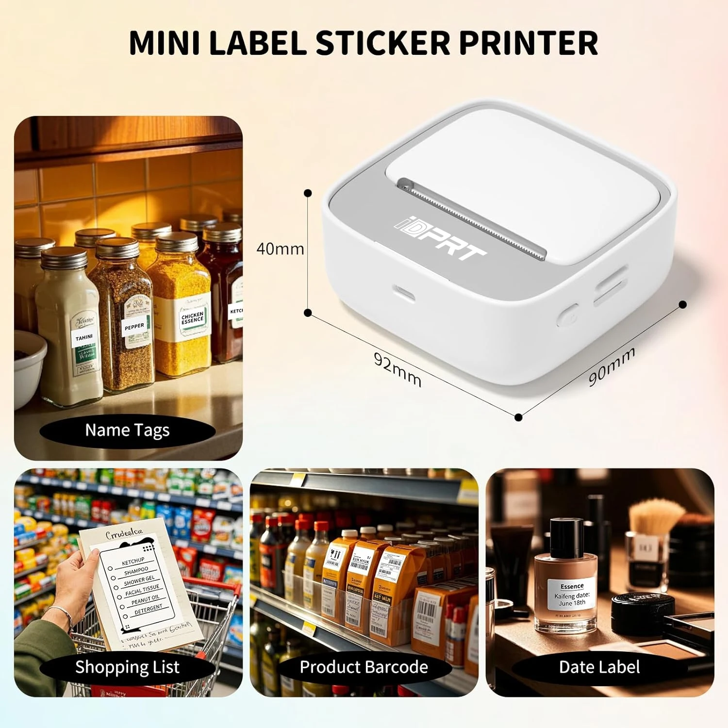 HPRT S1 Mini Bluetooth Thermal Printer or 57mm Photo Paper Sticker Inkless Printing Compatible Android & iOS