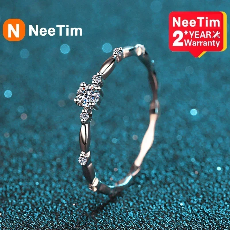NeeTim 여성용 D 컬러 반지, VVS1 모이사나이트, 결혼 고급 주얼리, 인증서 925, 스털링 실버 약혼 선물