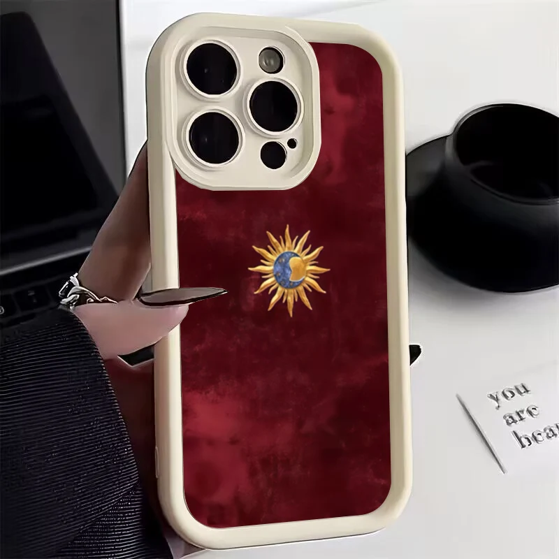 Minimalist Sun Moon Pattern Silicone Phone Case Cover
