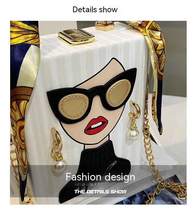 Damen Umhängetasche In Boxform Graffiti Retro Handytasche Kette_voghion.com