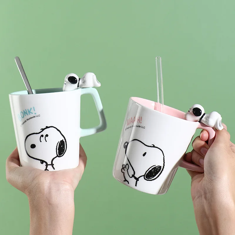 Taza de dibujos animados 3D Snoopy, taza bonita para café, té, bebidas,  postre, desayuno, leche, tazas de cerámica con asa, vajilla, regalo