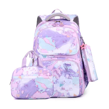 3Pcs/Set Camouflage Printing Kids Backpack For Girl Kids School Bag Children Waterproof Schoolbag Get Free Cartoon Pendant GIFT 1