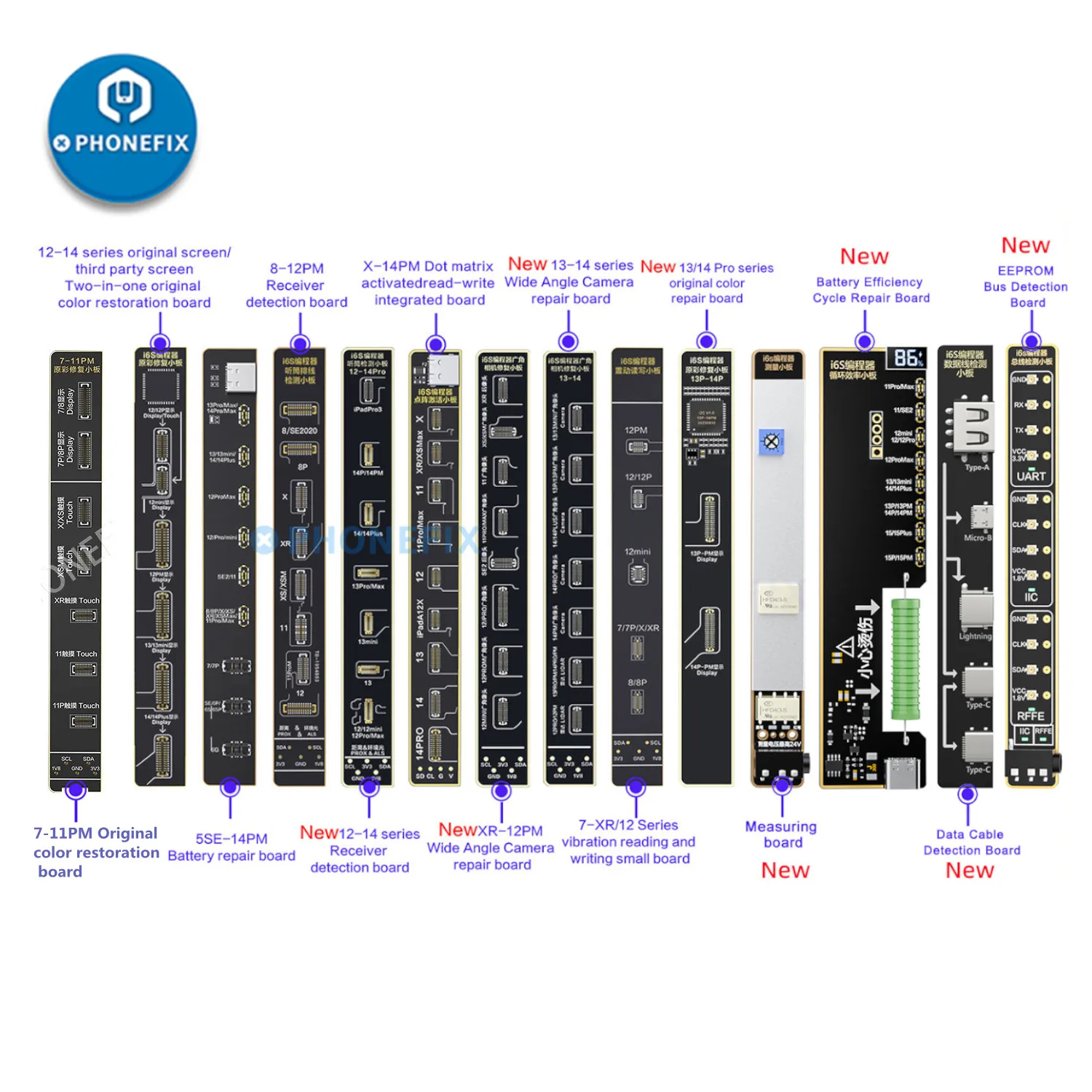 

i2C i6S Phone Repair Small Board Programmer for Unbinding iPhone 6-15 Pro Max Screen True Tone Fix Face ID Battery Camera Repair