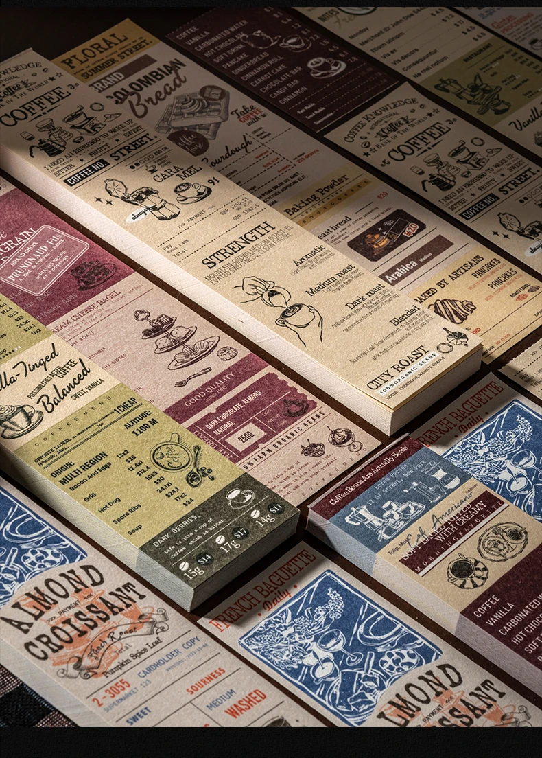 Journal GO 50 Seiten Kaffee-Themenmaterial Buch Vintage Scrapbook Material Papier Retro Ticket Journal Basteln Herstellung von Assets – Detail 5