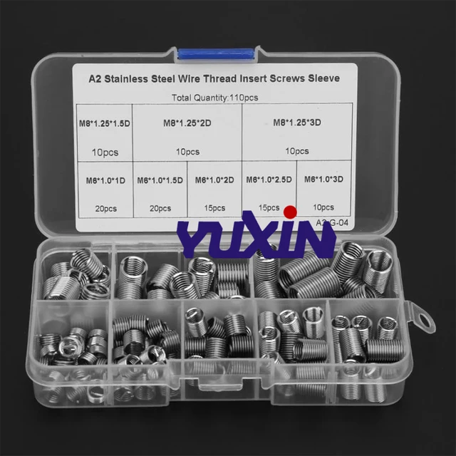 100Pcs Wire Thread Inserts M6 Stainless Steel Coiled Wire Helical Screw