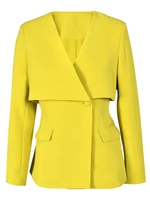 أطقم بنطال ساق واسعة أنيقة من DEAT ، أكمام طويلة ، سترة برقبة على شكل حرف V ، خصر متجمع ، فضفاض ، سيدة مكتب ، جديد ، الخريف ، 15G7152 1