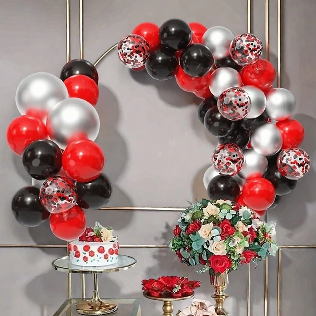 20/40 pièces ballons de couleurs mélangées noir et rouge ballons confettis de 12 pouces, ensemble de ballons de décoration de mariage et d'anniversaire, anniversaire D 4