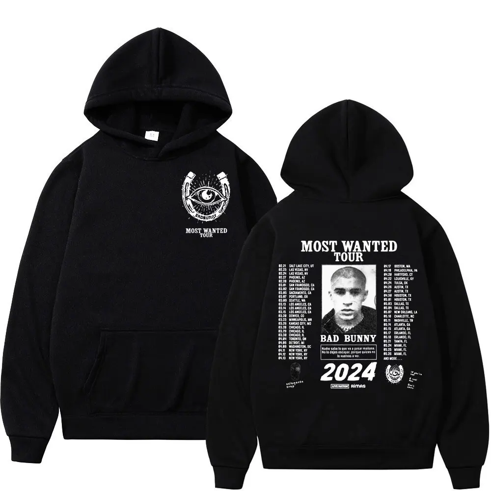 

Rapper Bad Bunny 2024 Most Wanted Tour Hoodies Nadie Sabe Lo Que Va A Pasar Manana Album Graphic Sweatshirts Unisex Streetwear