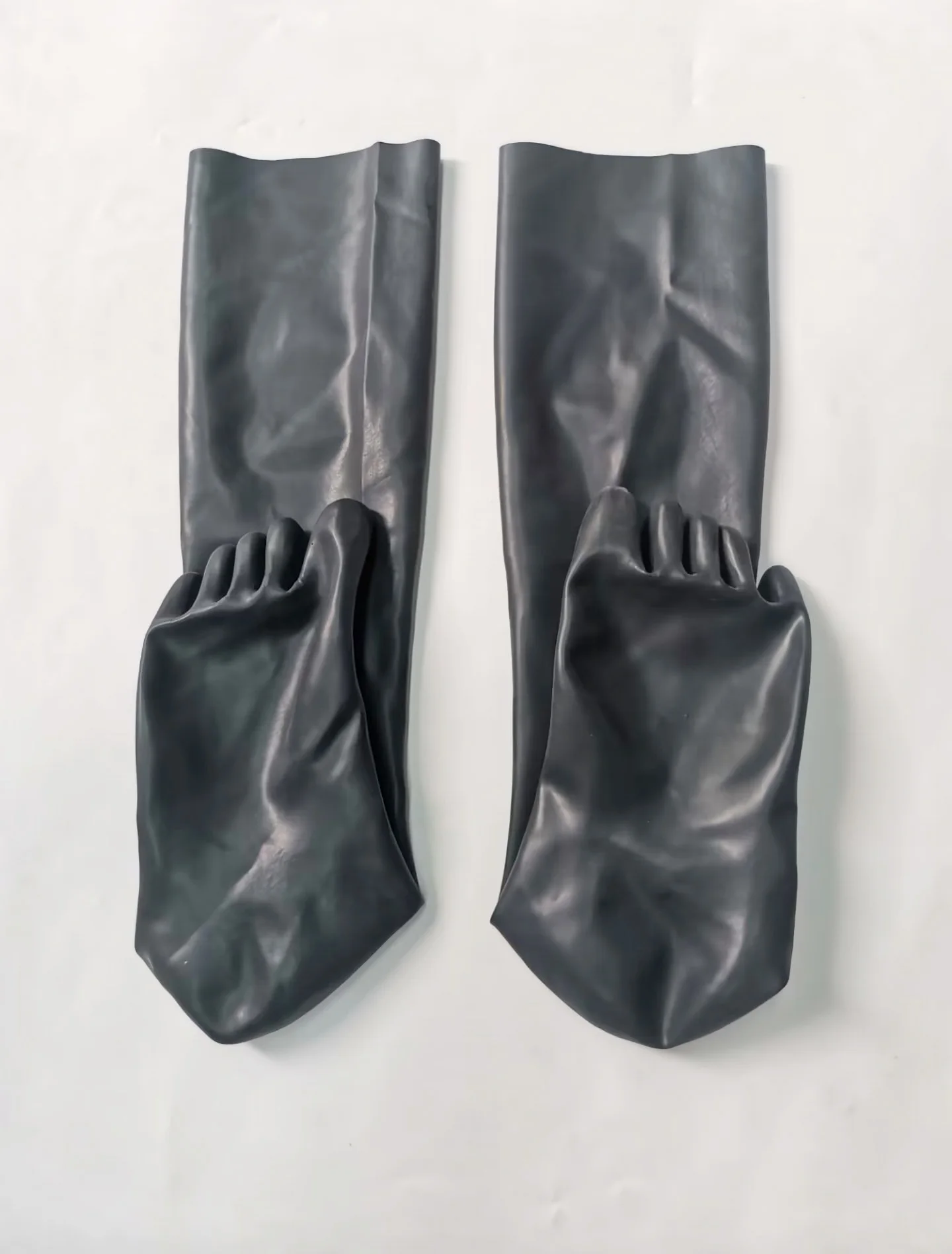 New hot fetish latex socks, seamless 3d toe socks tight fit knee stockings 35cm long size S M L