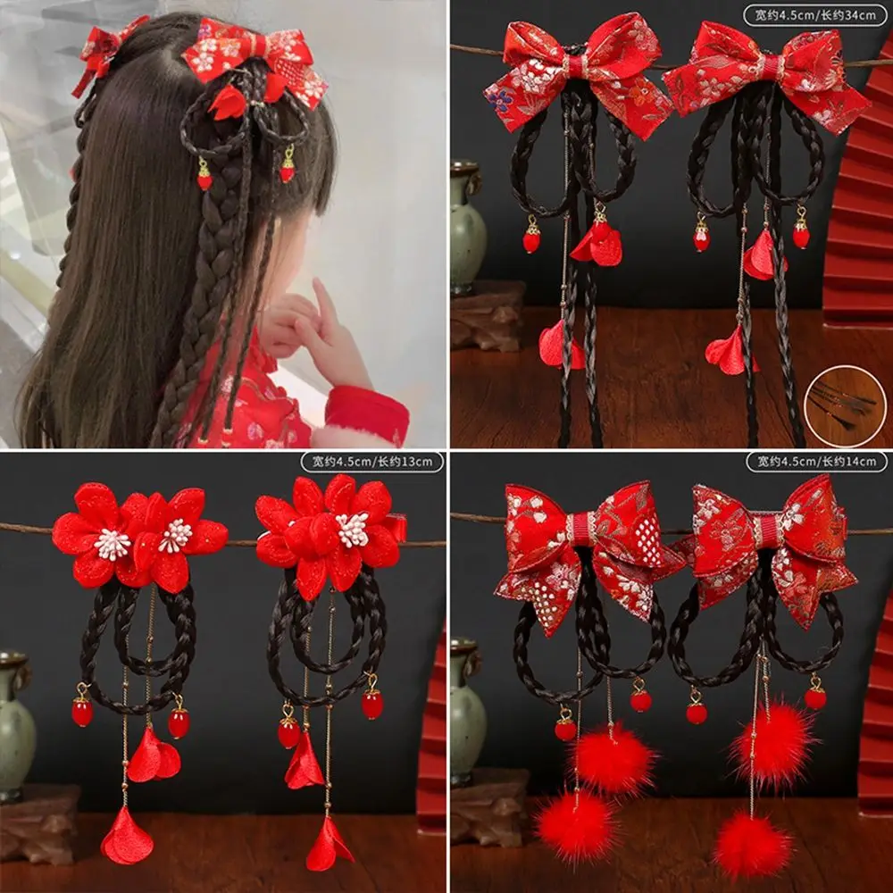 Chinese Style Hair Clip Girl Hair Accessories Pearl New Year Headdress Child Hair Accessories Baby Wig Hairpin Bow Hair Clip