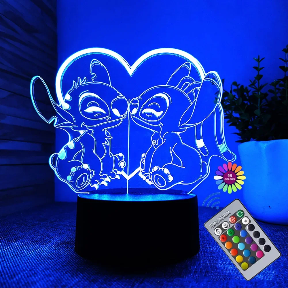 Veilleuse 3D Icidal Stitch avec télécommande et Smart Touch, lampe de décoration de chambre, anniversaire, fête des léons, cadeaux de Noël