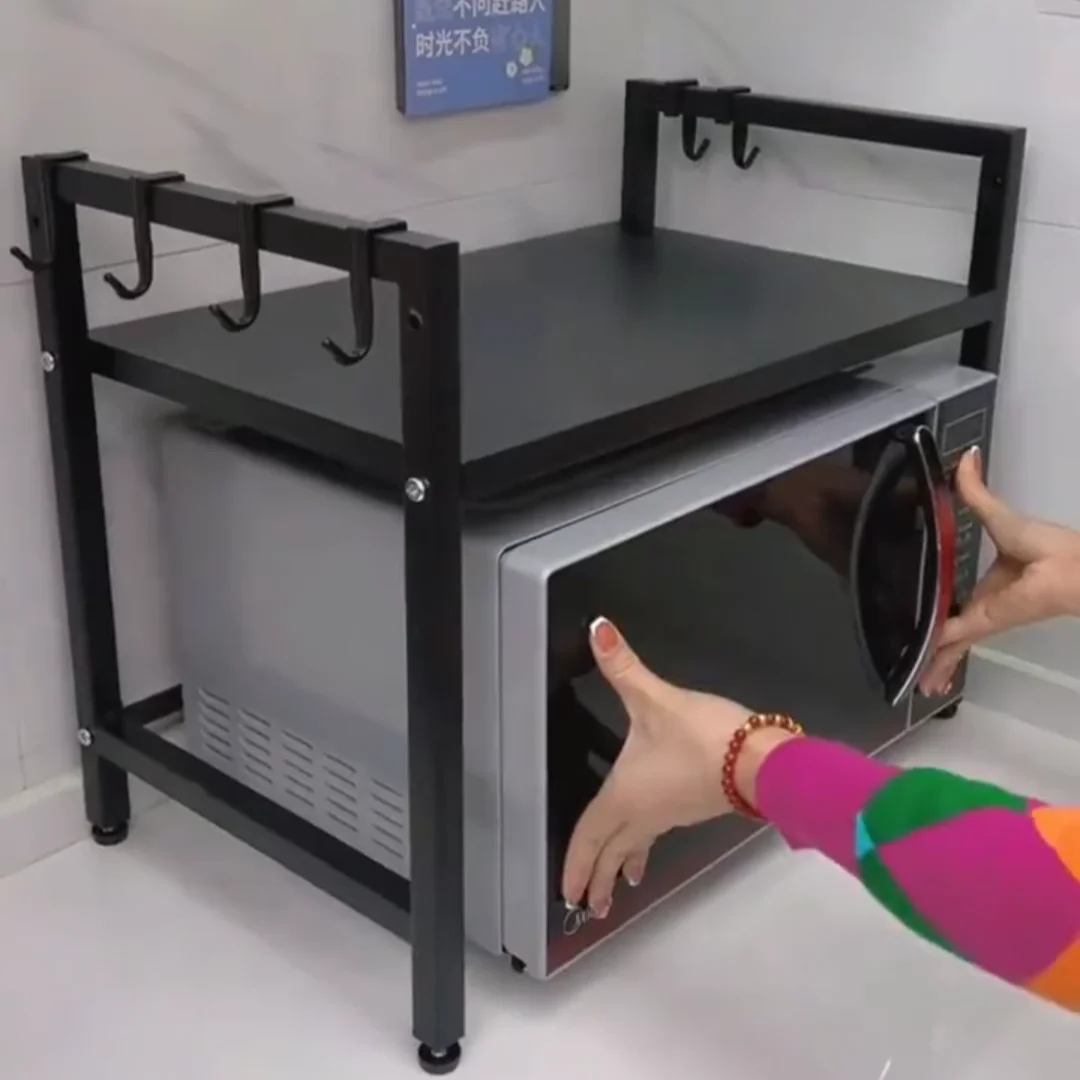 Adjustable Height Kitchen Microwave Oven Stand Storage Ra Floor Mounted Multi-layer Baking Tray Item Organizer elf