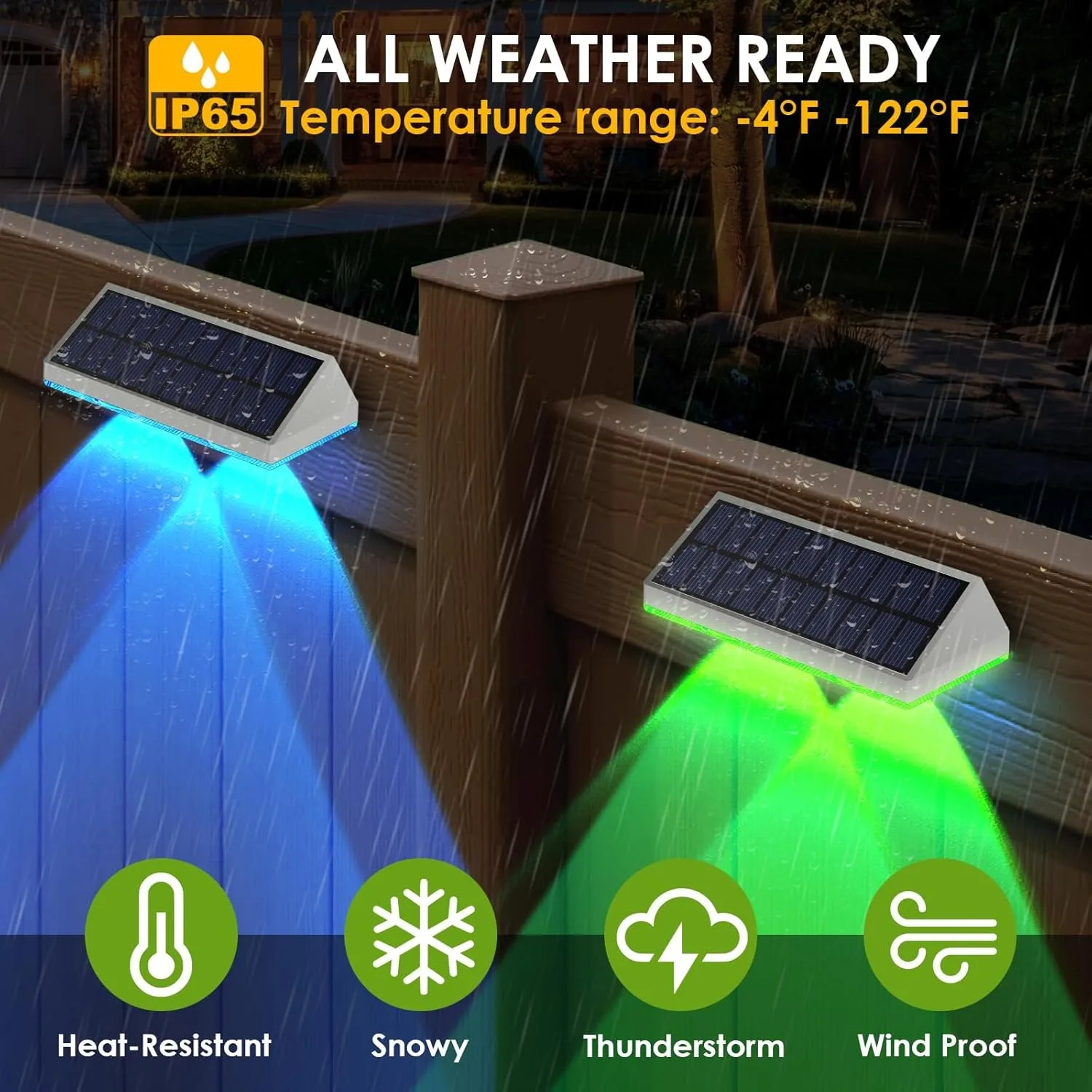 Solar Fence Lights Outdoor RGB 6 Color Solar Deck Light Solar Lights Outdoor IP65 Waterproof Garden Lights Wall Railing Step