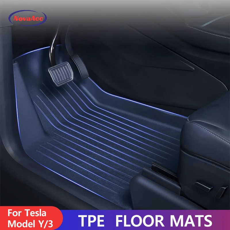 

NovaAcc for Tesla Model Y 3 2021 to 2023 LHD All TPE Floor Mats Trunk Mat Cargo Liner Left Rudder Foot Pads Car Accessories