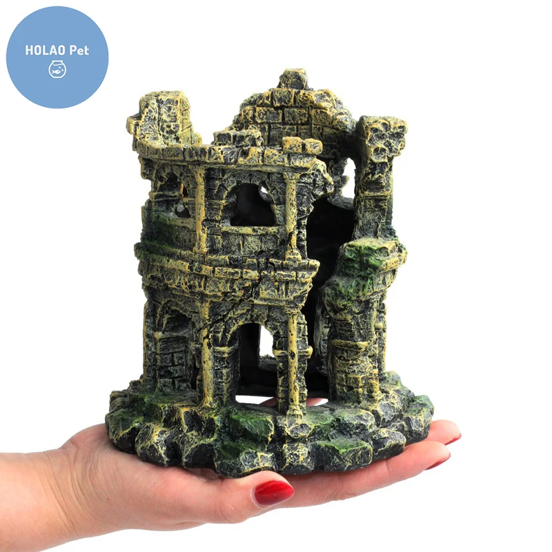 RomesColosseumRuinsFishTankDecorationAquariumBuildingOrnamentsFishbowlGoldfish