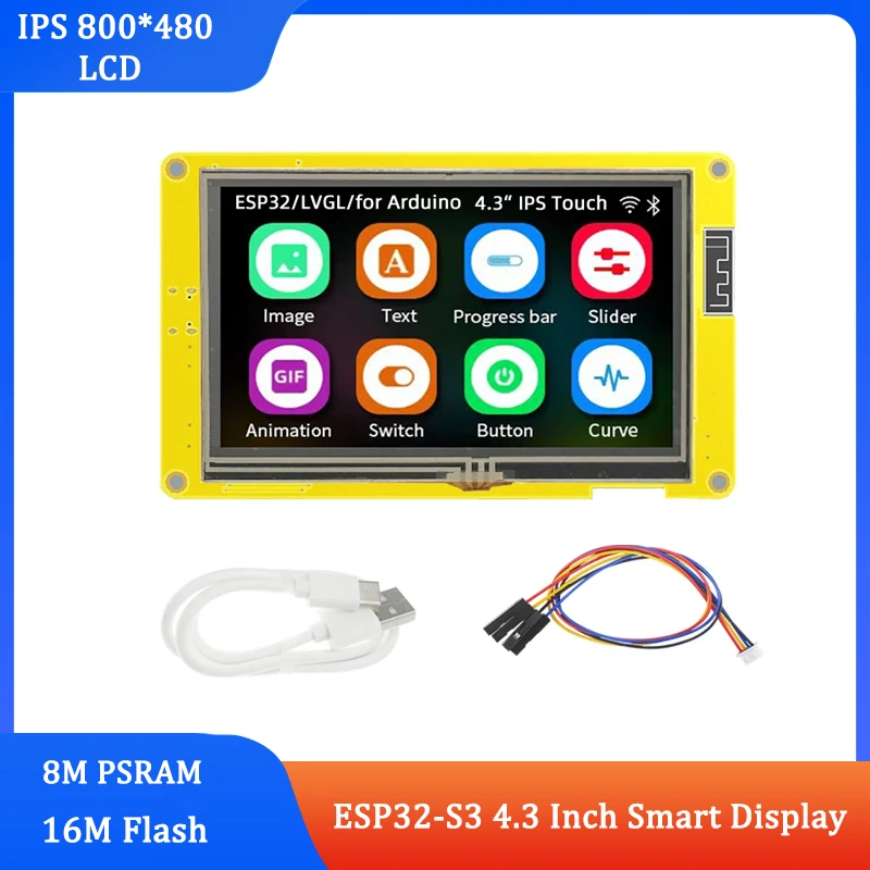 

Флэш-память ESP32-S3 HMI 8M PSRAM 16M для Arduino LVGL 4,3 дюймов IPS экран 800*480 умный дисплей WiFI и Bluetooth RGB