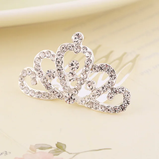 Children's Crown Headwear Girl's Korean Crown Birthday Show Princess Baby's Rhinestone Comb Hairpin Hair Clip Hair Jewelry