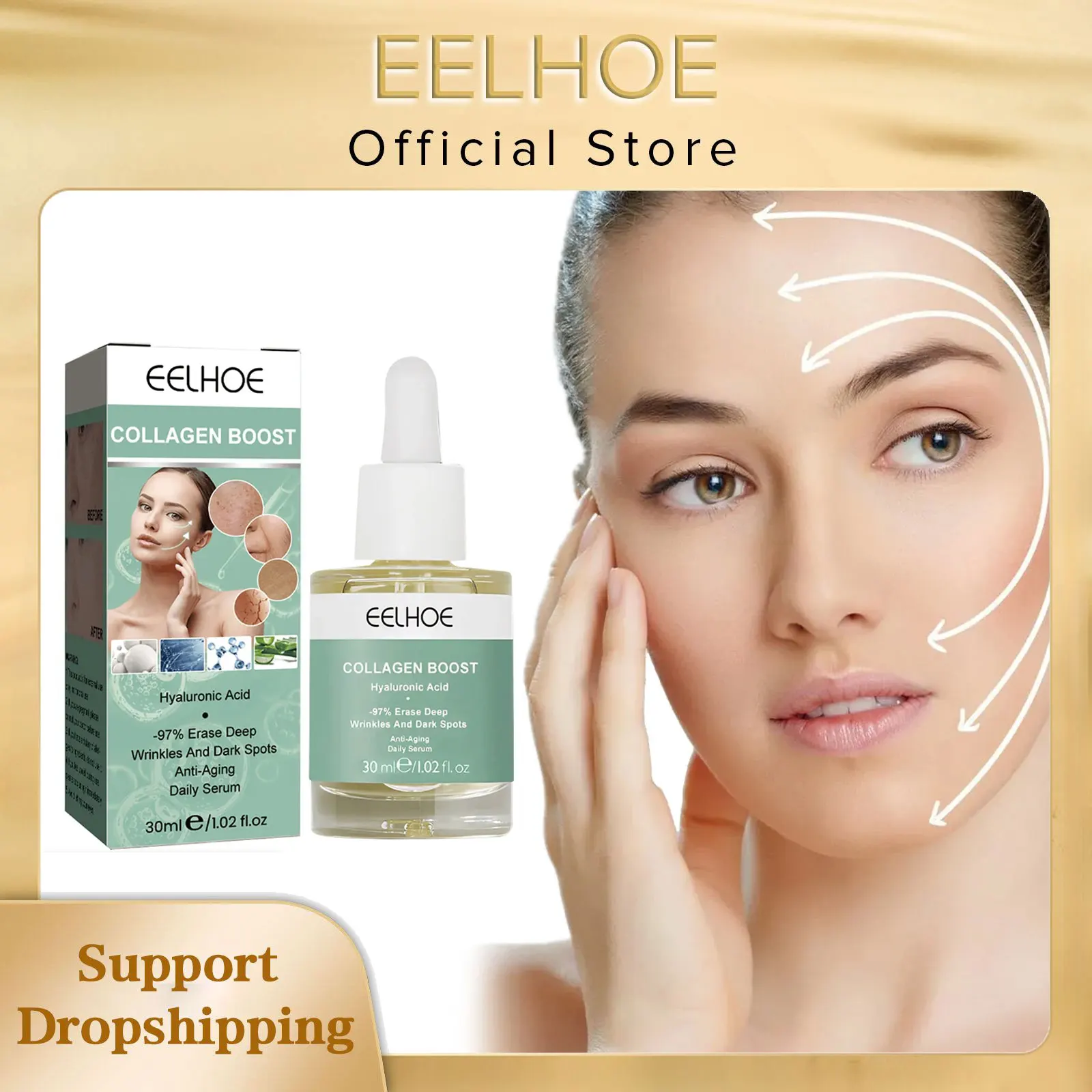 EELHOE Collagen Booster Serum Firming Lifting Wrinkle Remover Anti-aging Serum Fade Fine Lines Face Essence Nourishing Skin Care