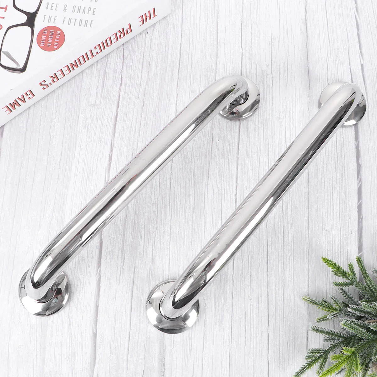 

2 Pcs Safe Grab Bar Bathroom Armrest Toilet Safety Hand Stainless Steel Elder Shower Pole