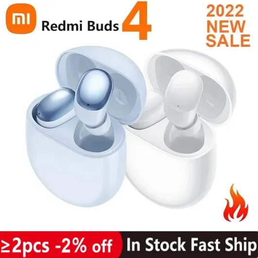 Xiaomi Redmi Buds 4 Tws Auricolare Bluetooth 5.2 35Db Active Noise Cancelling 2 Mic Cuffie Wireless Ip54 Versione Globale