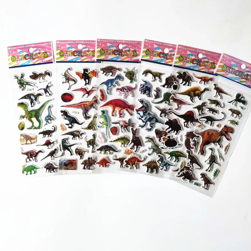 6 Sheets 3d Pet Dog and Marie Cat Stickers for Car Styling Scrapbook Animal Fish Dinosaur Bubble Stickers Reward Kids Toys 4