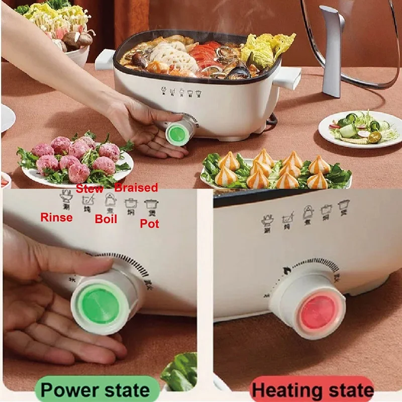 3.5L Electric Cooking Pot Multi-function Pot 5-speed Adjustable Electric Wok Large Capacity Hot Pot Non-stick Kitchen Tool 220V 3