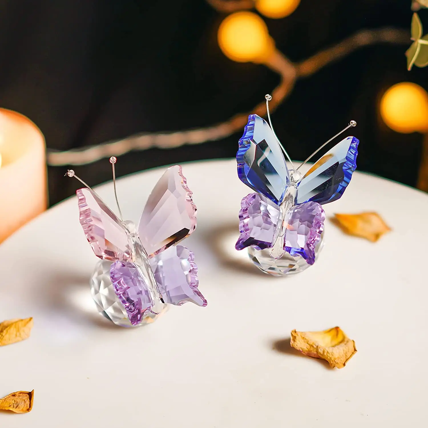 

H&D Crystal Butterfly Figurine with Ball Base Butterfly Crystal Figurines Collectibles Glass Butterflies Collection Gift Decor