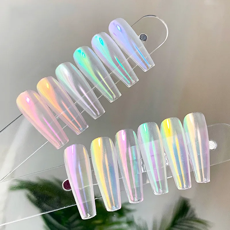 Unicorn Aurora Mirror Nail Chrome Powder 6 Sizes 1 set Aurora Mirror Nail Glitter Powder Chrome nail powder nail glitter