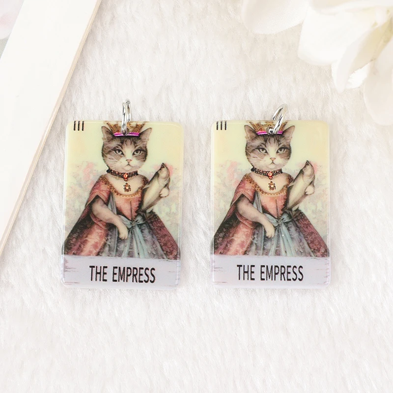 クリエイティブなアクリル猫のタロットカードチャーム、太陽、月、愛好