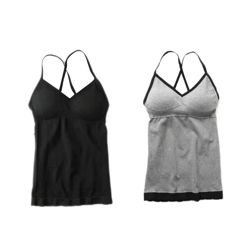 

Women's Push Up V-neck for Tank Top Summer Seamless Camisole & Fit Padded Singlet Sexy Criss-cross Back Top for Fit