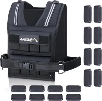 Adjustable Weighted Vest Men 20lbs/30lbs/40lbs Weights with Reflective Stripe, Weight Vest Woman Workout Vest for Strength Train