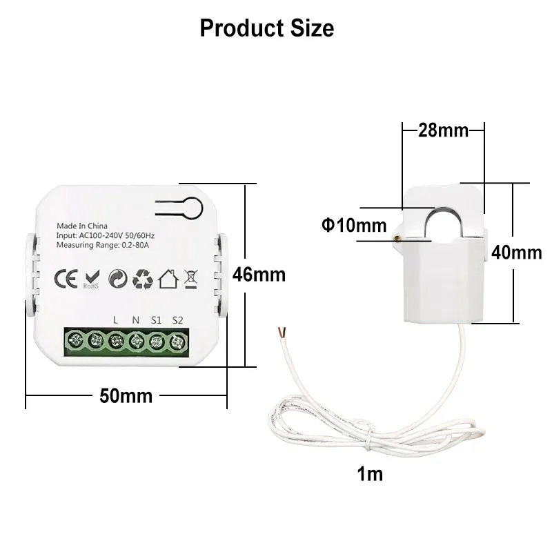 Tuya Smart Life-medidor de potencia Digital ZigBee, Monitor de energía 80A CT Din Rail App, estadísticas de electricidad AC 110V 240V 50/60Hz