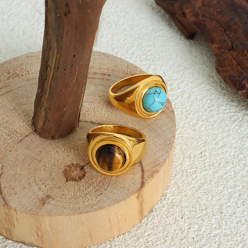 Anello Largo Oro 18k Regolabile: Gioiello Donna In Acciaio Inox Con Scanalature, Ipoallergenico - 4