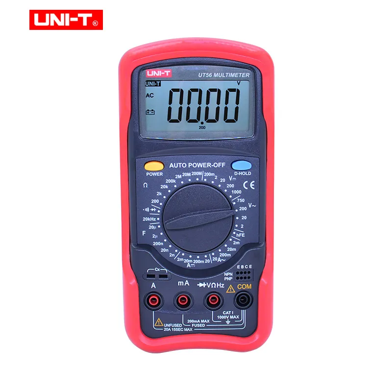 

UNI-T Digital Display Multimeter Resistance AC/DC Voltmeter Ammeter Ohmmeter Diode Transistor Tester UT51/52/53/55/56