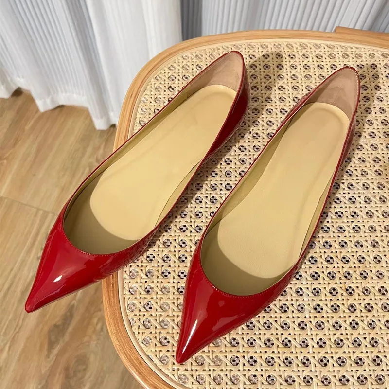 

2024 Spring New Women's Single Shoes High Quality Genuine Leather Women's Shoes Sexy Party Women's Shoes Wine Red Office Shoes