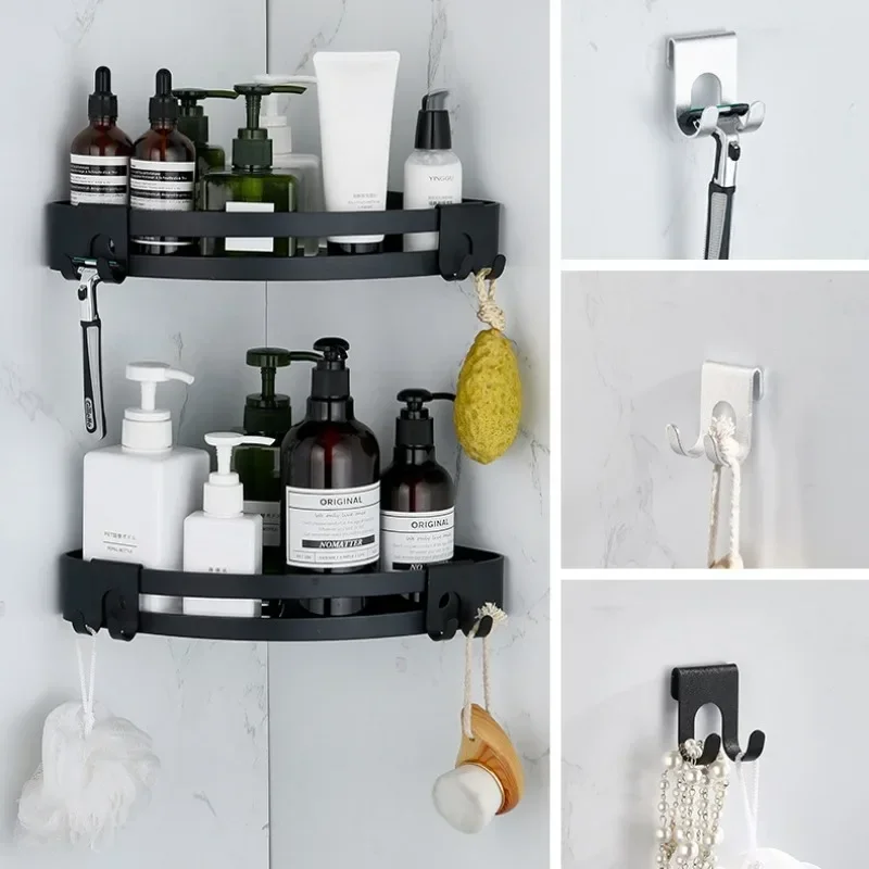 1PCS Aluminum Hook Shower Glass Door Hook Free Hole Towel Rack Hanger Shaver Holder Key Organizer Plug Bathroom kitchen Hardware