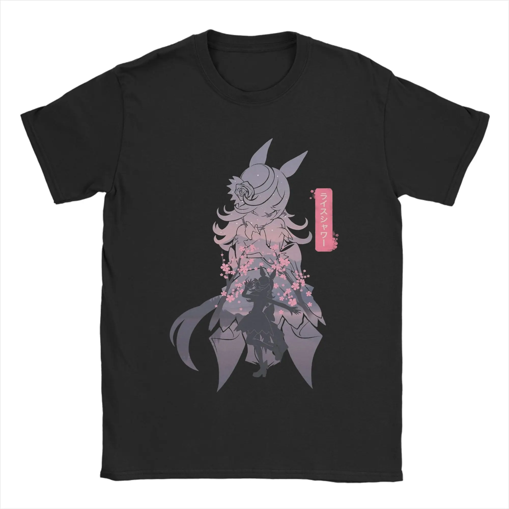 Rice Shower Uma Musume Anime T-Shirts Herren Baumwolle Freizeit T-Shirt Rundhals T-Shirt Kurzarm Kleidung Geschenkidee