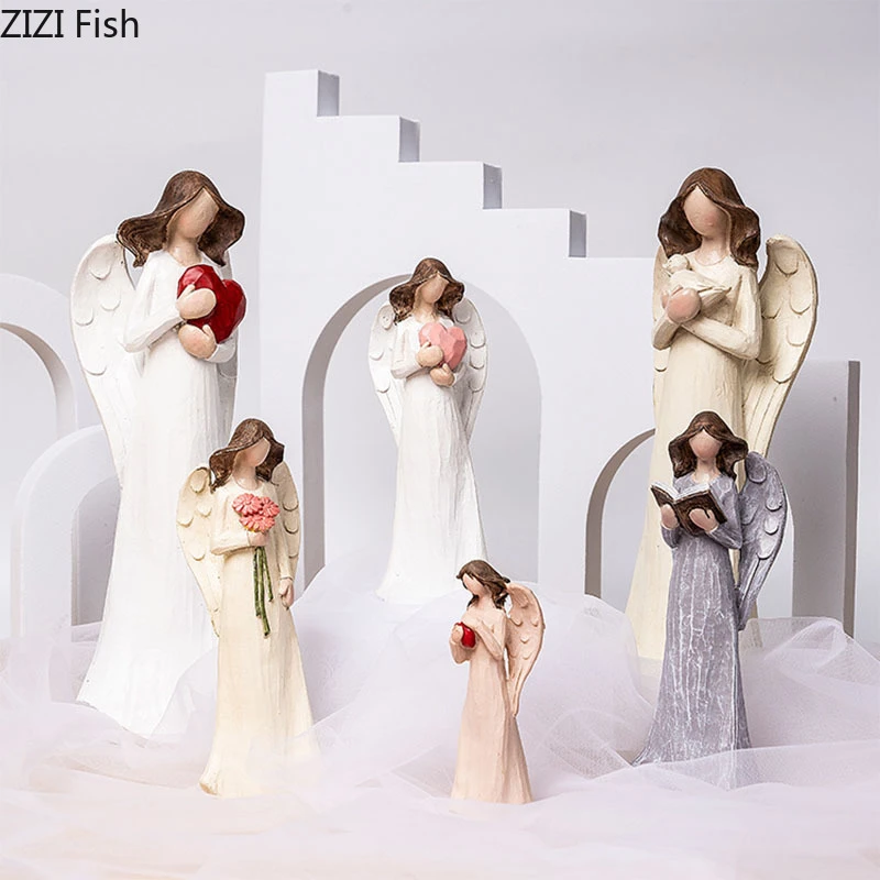 Statue De Deesse De L Amour Decoration De Bureau Ornements Figurines De Fille Ange Personnage De Dessin Anime Resine Sculpture De Salle Esthetique Aliexpress