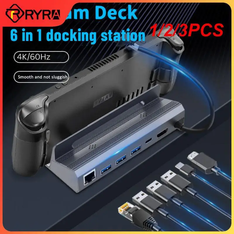 

1/2/3PCS 6 In 1 Docking Station For Steam Deck Dock TV Base Stand USB C To 4K@60Hz 1000M RJ45 PD USB 3.0 HUB Laptop