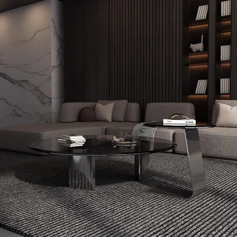 

Modern Coffee Table Home Living Room Ornament Unique Home Coffee Table Bedroom Platform Elipse Metal Glass Top Mesinha Furniture