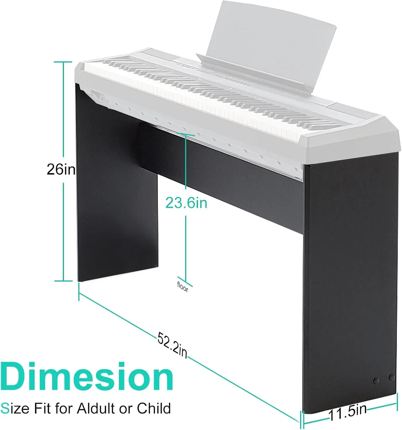 L85 Keyboard Stand for Adult Compatible for Yamaha P71//P45/P-125/P-128/P35Keyboard, Wooden, Black