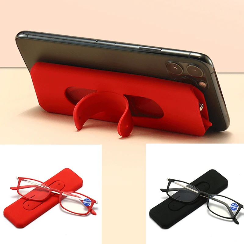 

New portable mobile phone stand ultra-thin reading glasses high-grade metal anti-blue light presbyopia glasses for men and women