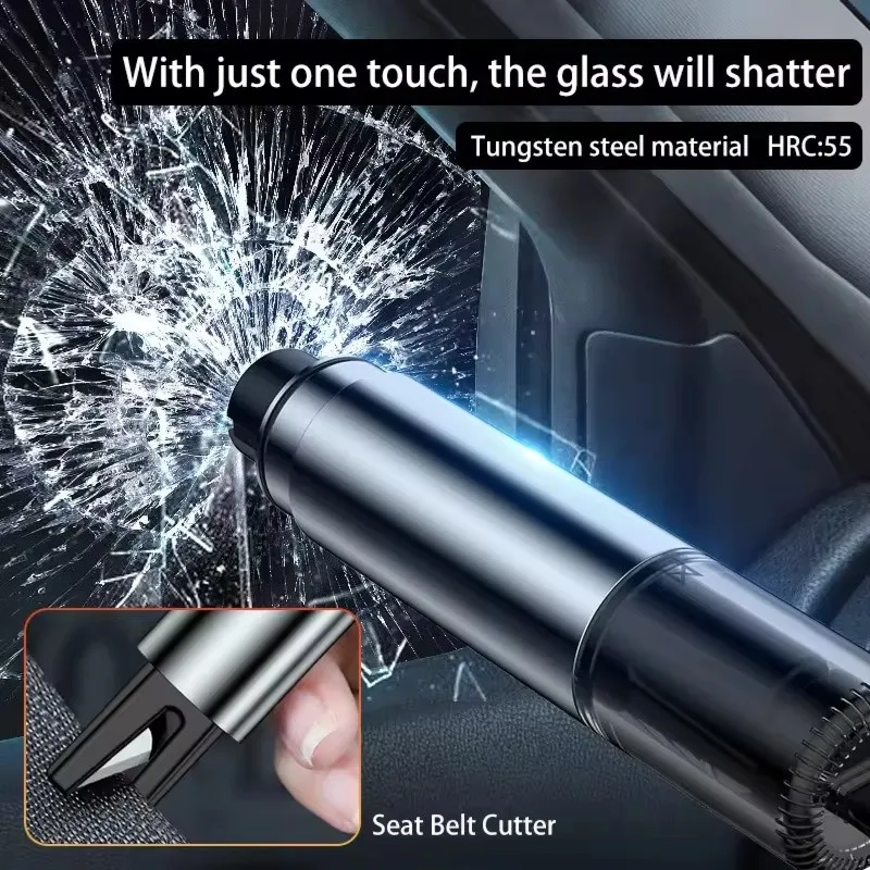 차량 구조용 안전 망치 - 알루미늄 합금 재질의 비상 탈출 도구 (시트벨트 커터 포함)