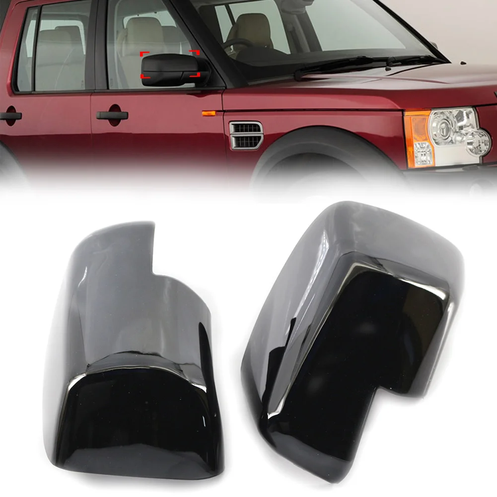 1PairGlossBlackCarRearviewMirrorCoverCapsForLandRoverLR2
