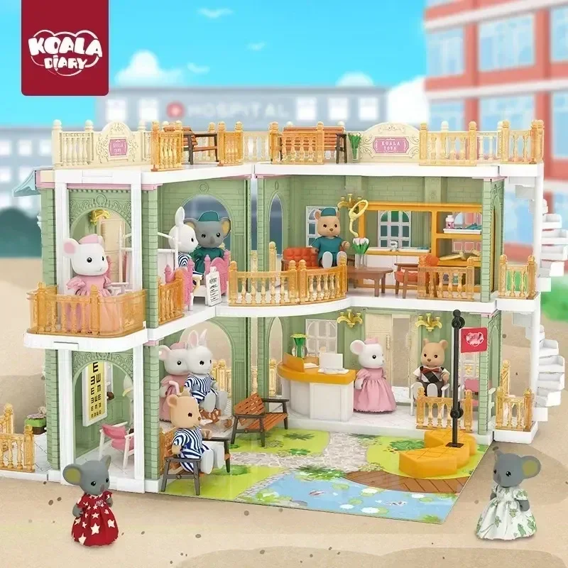 Children's  Diy Play House Toy Built-up Villa School Hospital  Assembling Small Furniture  Castle Doll House Girl Christmas Gift 3