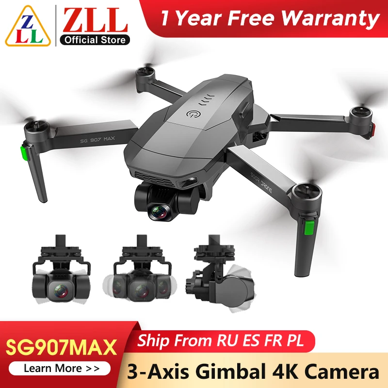ZLL Dron SG907 MAX de 3 ejes, cuadricóptero profesional con GPS, 5G, WIFI, cámara ESC, 4K