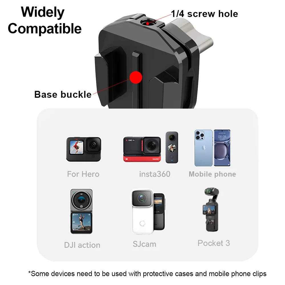 Motorcycle Windshield Clip Mount Aluminum Alloy Holder for GoPro Hero 13 12 11 10 9 AKASO Insta360 SJCAM DJI Osmo Action Camera