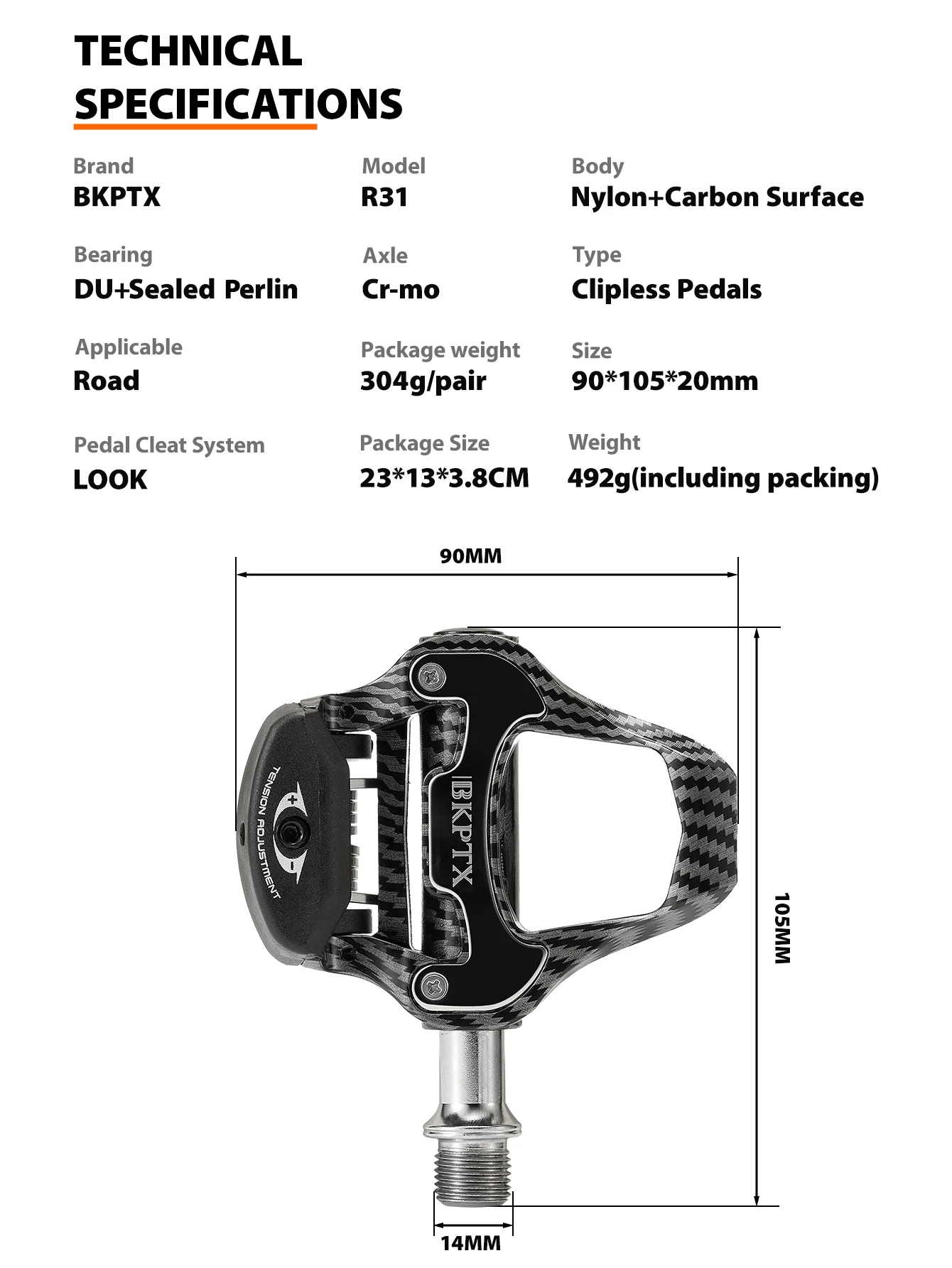 Carbon Road Bike Clipless Pedals 6