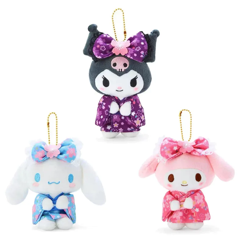 

Новинка 2024, кимоно Sanrios Sakura из коллекции Аниме Kawaii My Melody Cinnamoroll Kuromi, плюшевая игрушечная сумка с подвеской, детский подарок