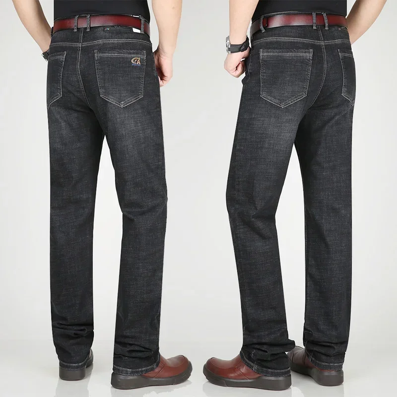 Summer Thin Tall Men Slim Fit 118CM Long High Waist Black Oversized Stretched 130KG Trousers Plus Size 46 44 42 Denim Pants 4